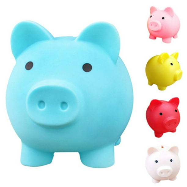 Large, Pink and Blue 2 Pcs Cute Piggy Bank,Plastic Piggy Bank Large Coin Bank Children/'s Plastic Saving Coin Box for Boys Girls Kids